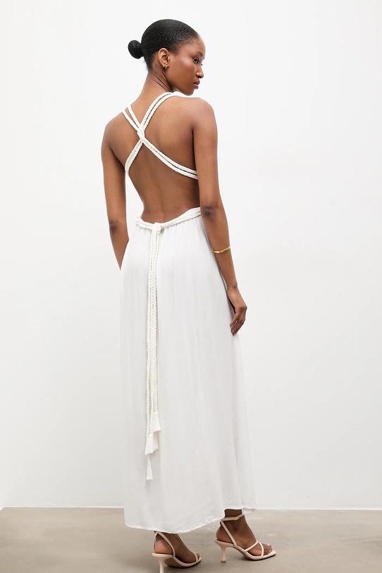 Odzież Answear.LAB sukienka wiskozowa Indira.hak biały