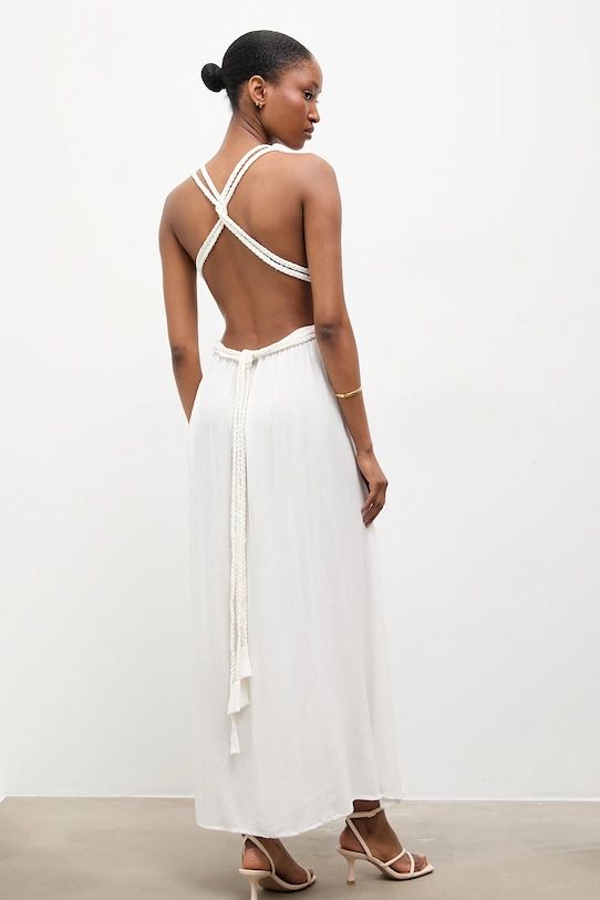 Odzież Answear.LAB sukienka wiskozowa Indira.hak biały