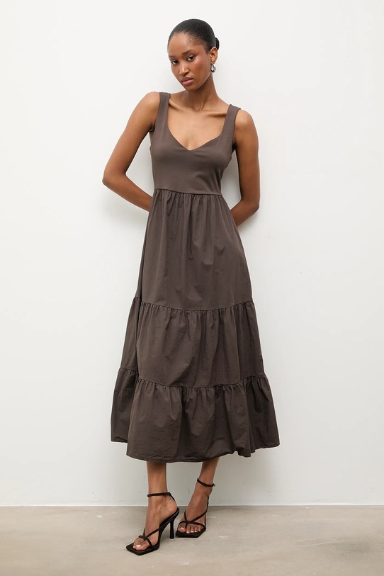 Βαμβακερό φόρεμα Answear.LAB 22271.iak καφέ WS26