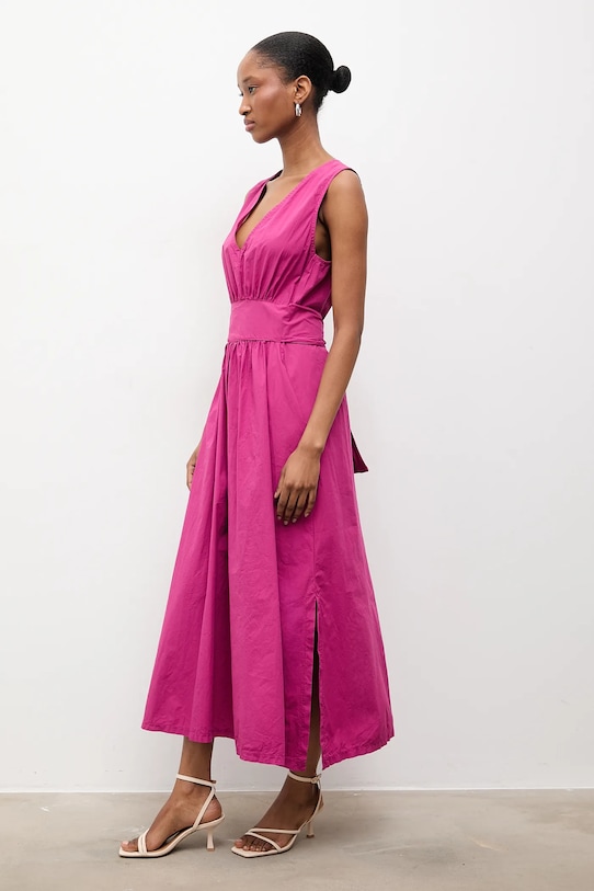 Βαμβακερό φόρεμα Answear.LAB 93393.iak ροζ WS26