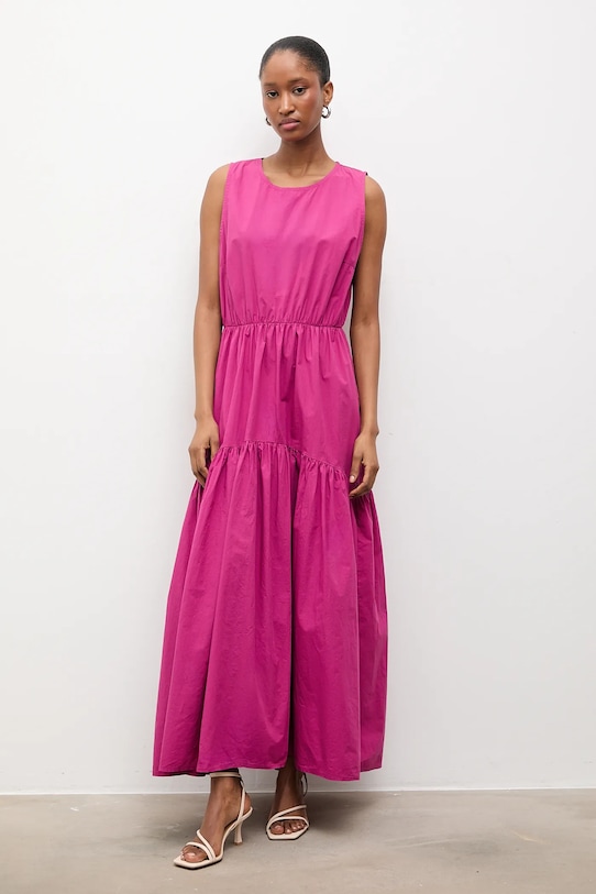 Βαμβακερό φόρεμα Answear.LAB 55536.iak ροζ WS26