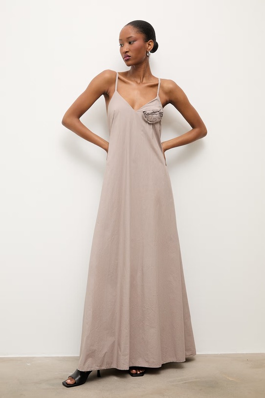 Answear.LAB sukienka letnia bawełniana beżowy WS26-SUD033