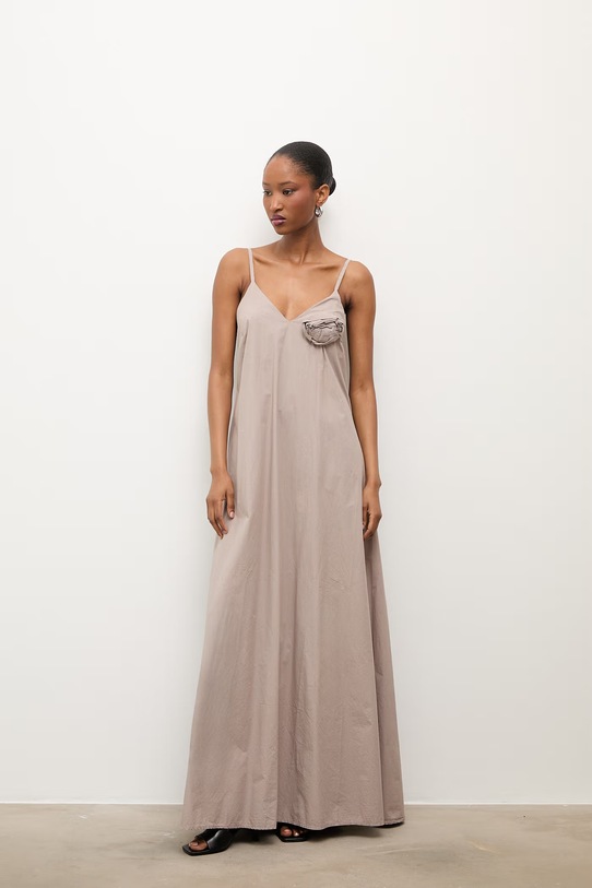 Answear.LAB sukienka letnia bawełniana WS26-SUD033 beżowy WS26