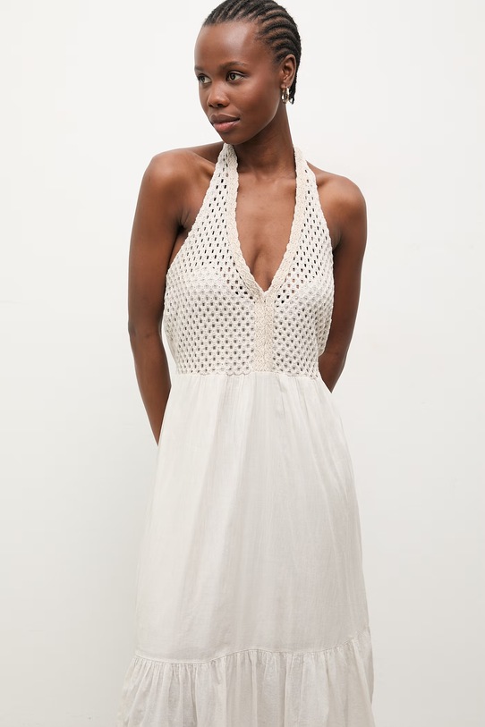 Answear.LAB sukienka babydoll bawełniana WS26-SUD034 beżowy WS26