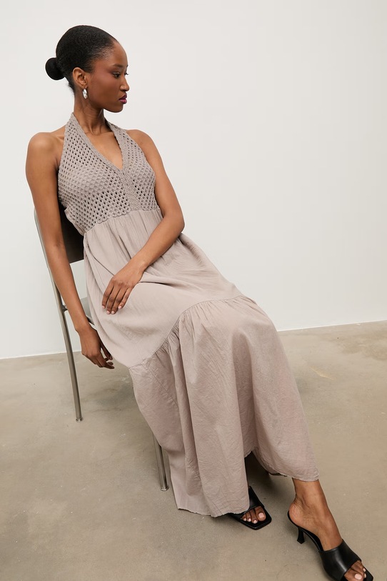 Answear.LAB sukienka babydoll bawełniana beżowy WS26-SUD034