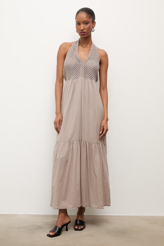 Answear.LAB sukienka babydoll bawełniana WS26-SUD034 beżowy WS26