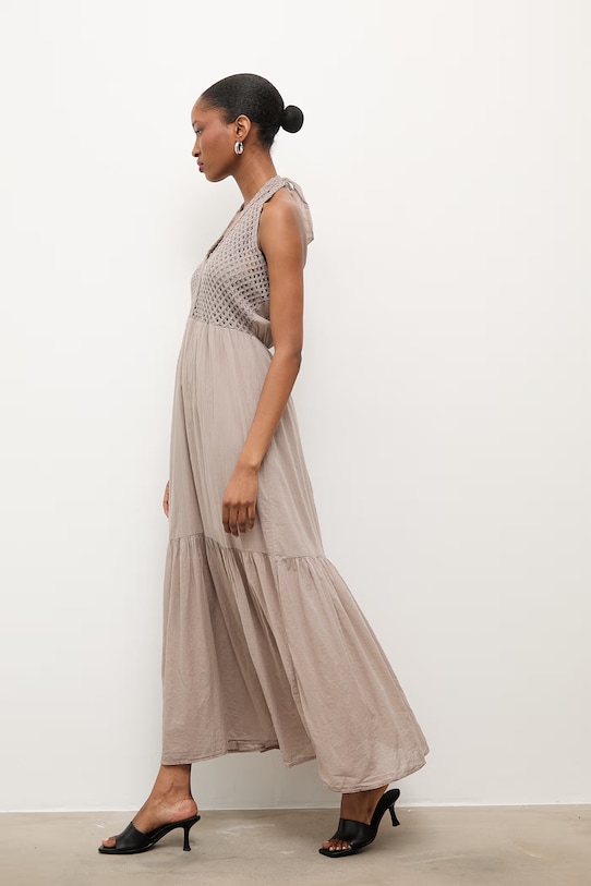 Answear.LAB bavlnené babydoll šaty béžová WS26-SUD034