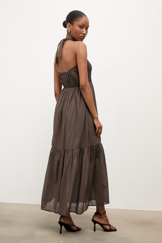 Odzież Answear.LAB sukienka babydoll bawełniana WS26-SUD034 brązowy