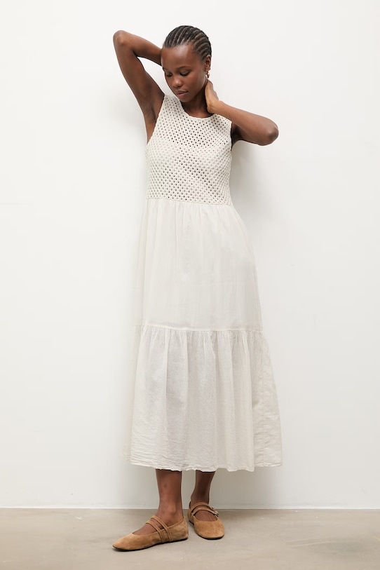 Answear.LAB sukienka babydoll beżowy WS26-SUD035