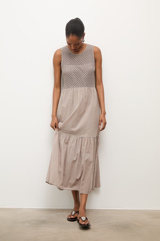 Answear.LAB sukienka babydoll WS26-SUD035 beżowy WS26