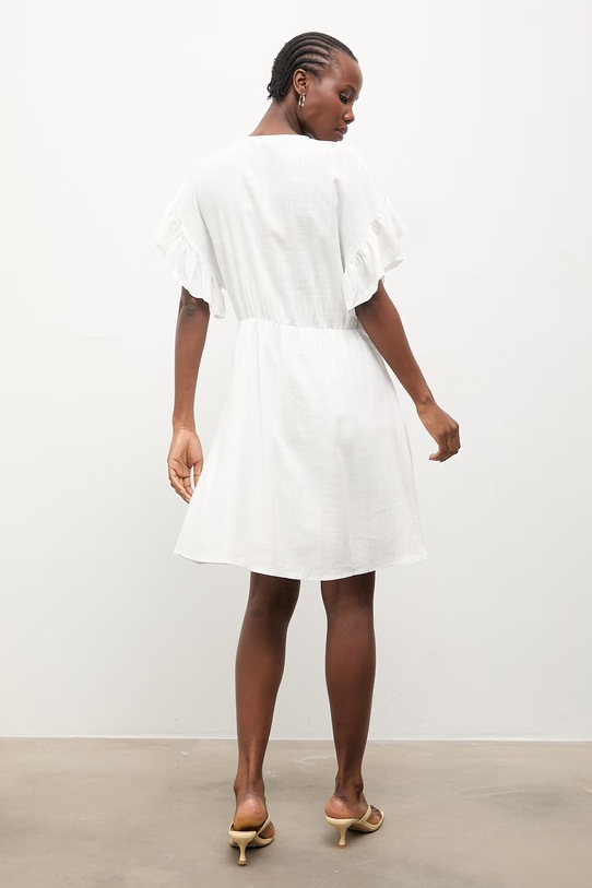Odzież Answear.LAB sukienka letnia z lnem WS26-SUD037 biały
