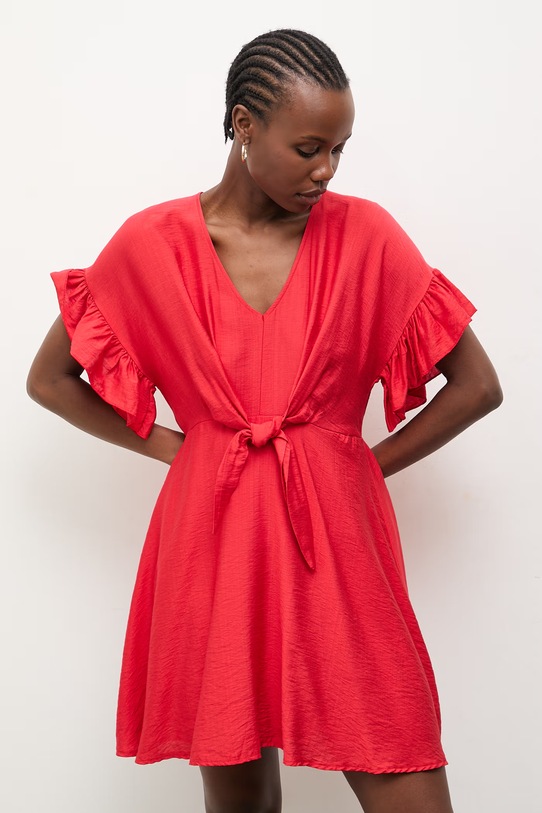 Answear.LAB sukienka letnia z lnem WS26-SUD037 czerwony WS26