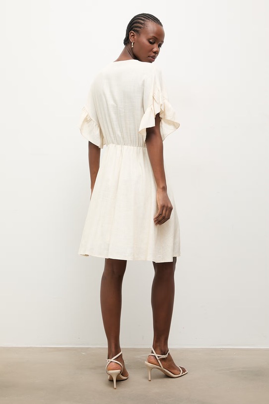 Odzież Answear.LAB sukienka letnia z lnem WS26-SUD037 beżowy