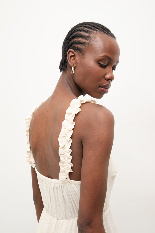 Answear.LAB sukienka letnia z lnem WS26-SUD038 beżowy