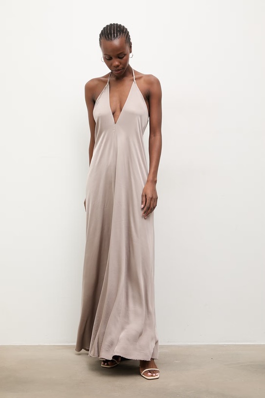 Answear.LAB sukienka z wiskozy beżowy WS26-SUD039