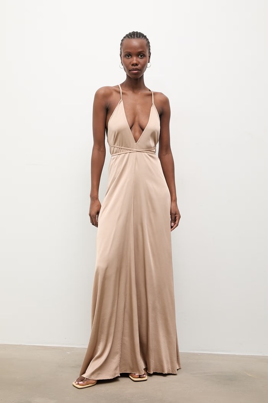 Answear.LAB sukienka z wiskozy brązowy WS26-SUD039