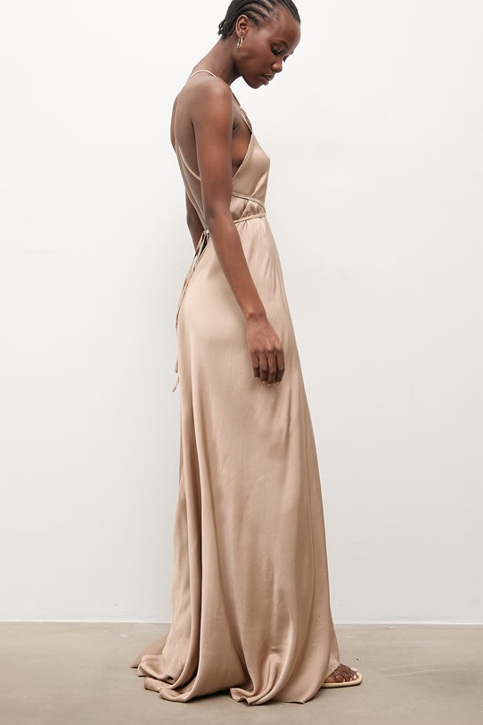 Answear.LAB sukienka z wiskozy brązowy WS26-SUD039