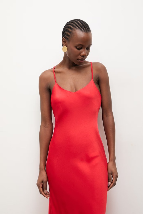Answear.LAB sukienka bieliźniana z wiskozy czerwony WS26-SUD040