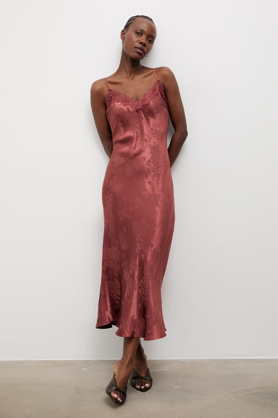 Answear.LAB spodnicové šaty s prímesou ľanu oranžová NewSlipDress.hak