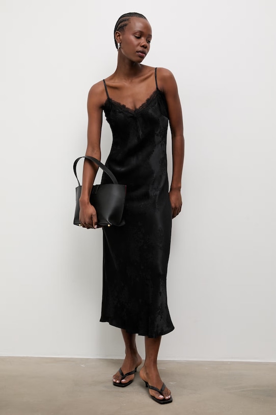 Answear.LAB vestito lingerie con misto lino NewSlipDress.hak nero WS26