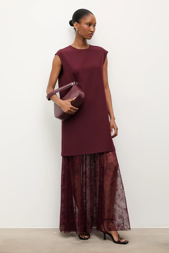 Answear.LAB sukienka z elastanem bordowy 225024082.tok