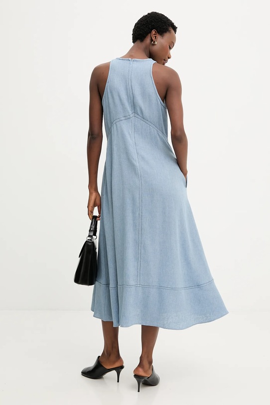 Odzież Answear.LAB sukienka z dodatkiem lnu m.08804.hak niebieski