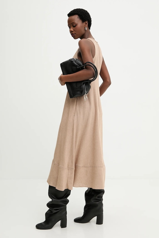 Answear.LAB sukienka z dodatkiem lnu m.08804.hak beżowy WS26