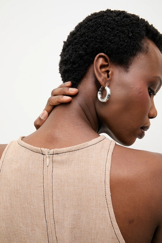 Answear.LAB sukienka z dodatkiem lnu m.08804.hak beżowy