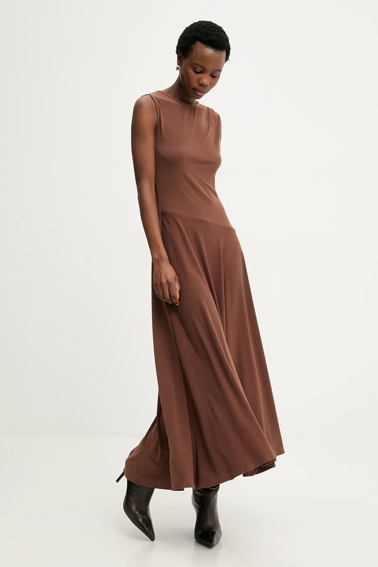 Answear.LAB sukienka z elastanem brązowy WS26-SUD059