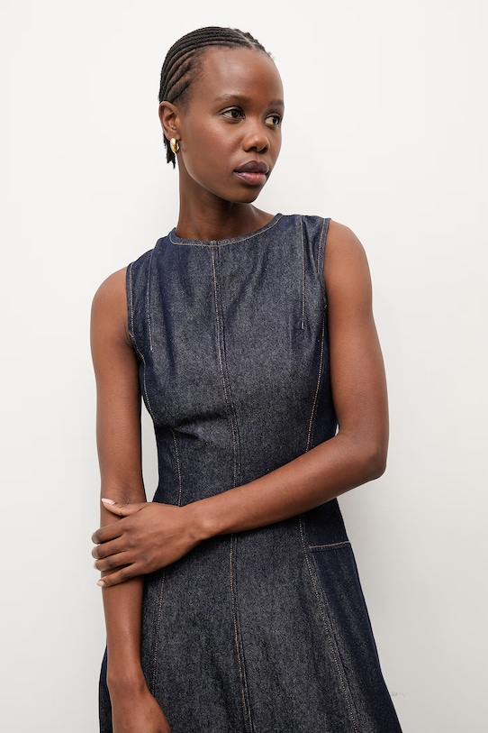 Džínové šaty Answear.LAB námořnická modř m.08802.hak