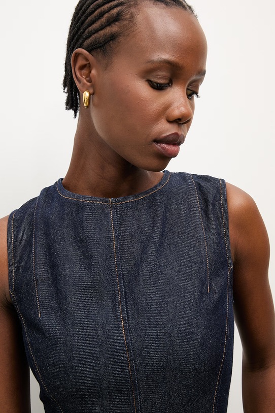 Džínové šaty Answear.LAB m.08802.hak námořnická modř