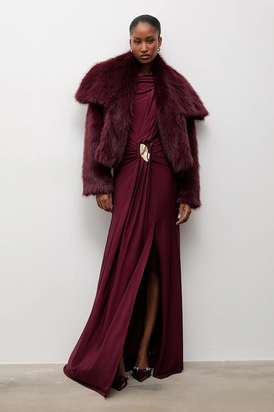 Answear.LAB sukienka długi bordowy 58224.tok