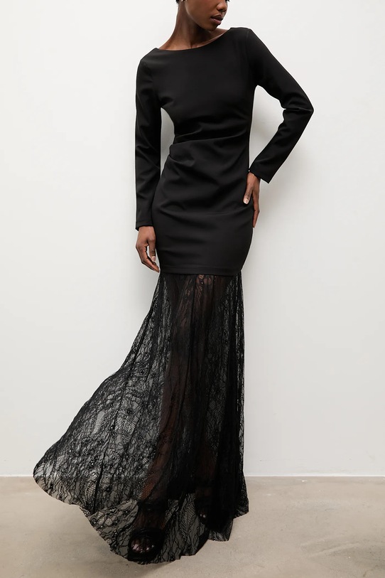 Answear.LAB sukienka tkanina czarny 58341.tok