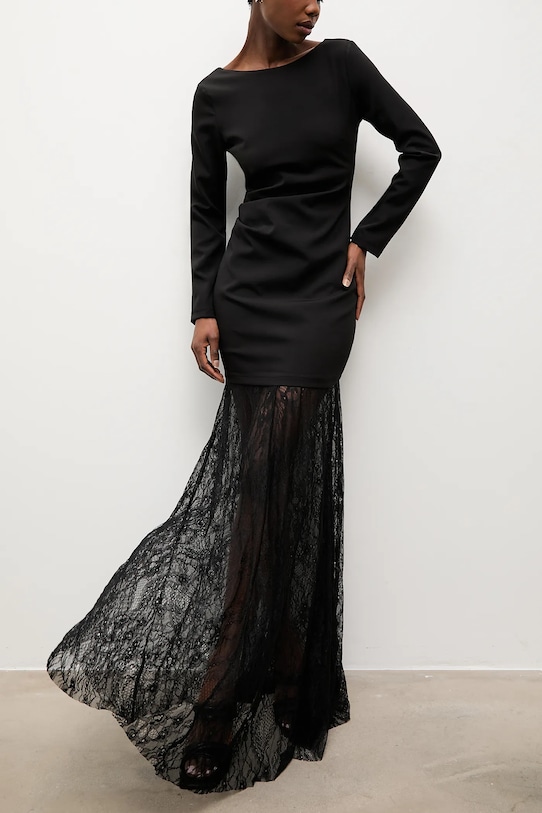 Answear.LAB sukienka tkanina czarny 58341.tok