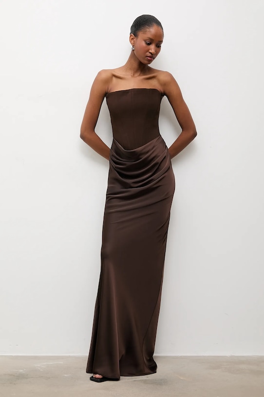 Answear.LAB sukienka tkanina brązowy 2370.tok