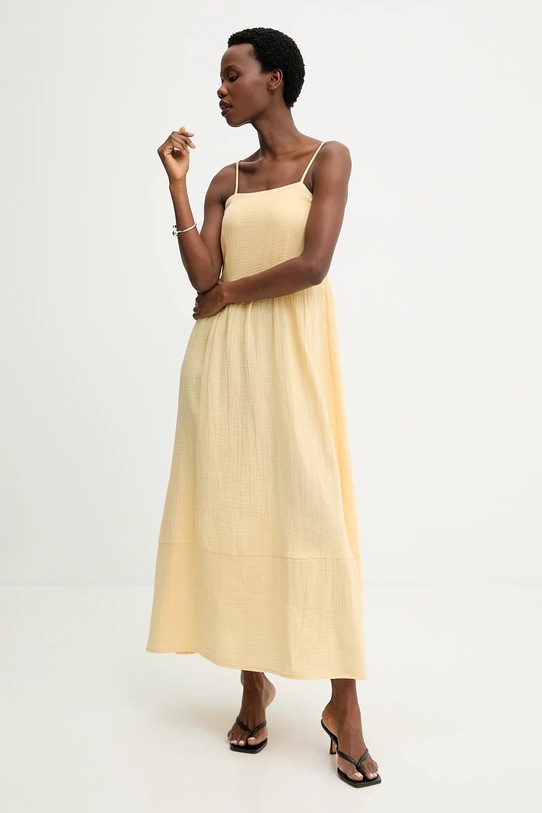 Šaty s příměsí lnu Answear.LAB maxi žlutá E26-117.fjk