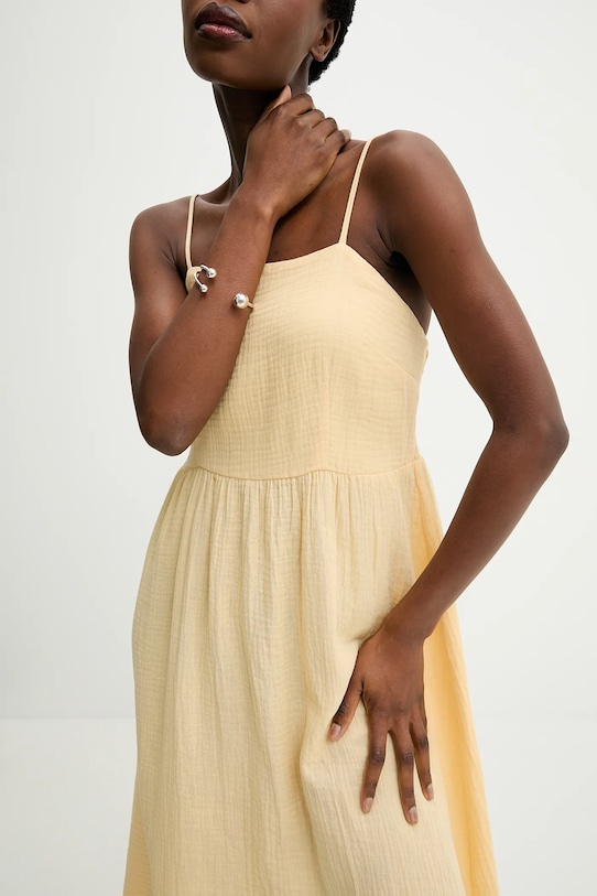 Šaty s příměsí lnu Answear.LAB E26-117.fjk žlutá WS26