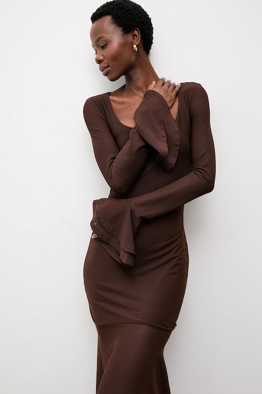 Answear.LAB sukienka brązowy 23451.fak
