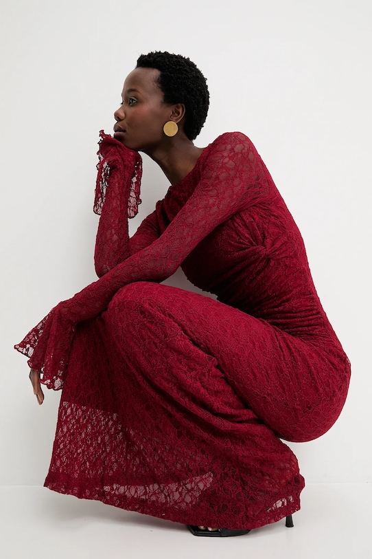 Answear.LAB sukienka z elastanem bordowy 15781.fak