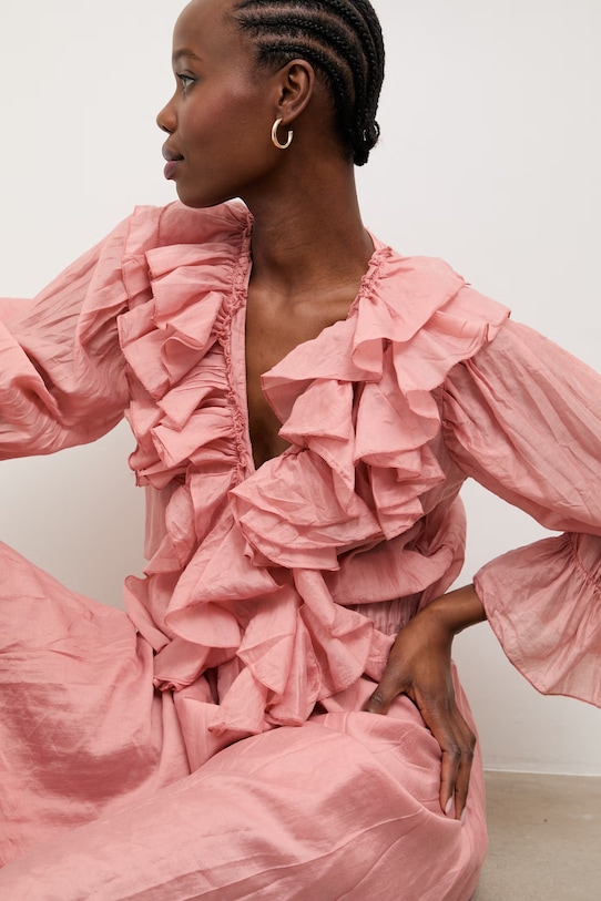 Answear.LAB rozšířené šaty s lyocellem oranžová AB390.isr