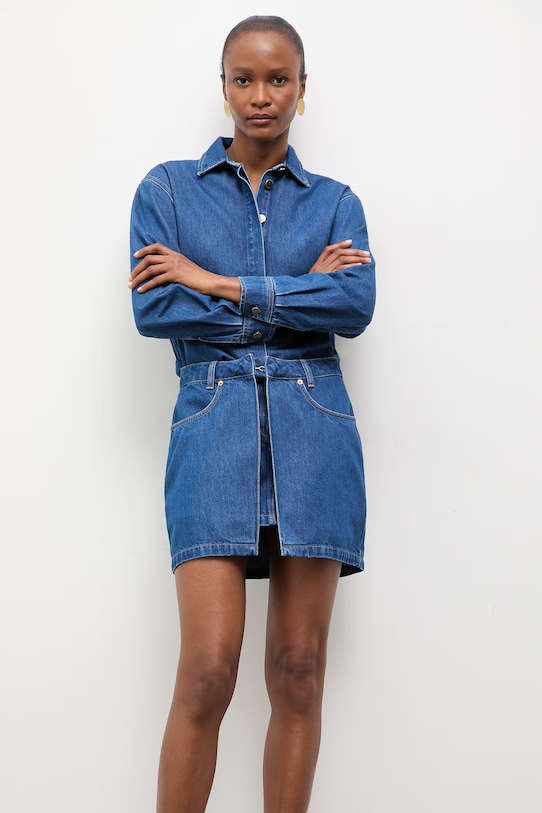 Answear.LAB sukienka letnia jeansowa WS26-SUD095 granatowy