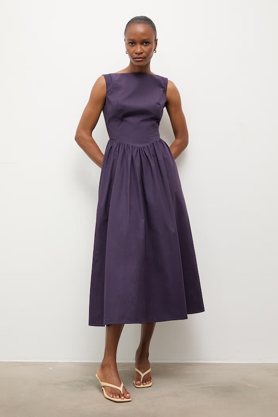 Answear.LAB sukienka bawełniana fioletowy WS26-SUD096