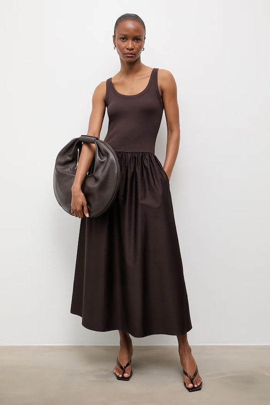 Answear.LAB sukienka letnia bawełniana WS26-SUD106 brązowy WS26