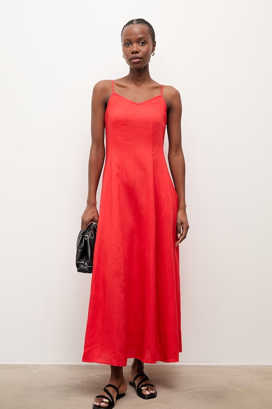 Answear.LAB sukienka letnia z lnem WS26-SUD111 czerwony WS26