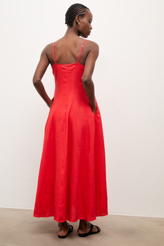 Odzież Answear.LAB sukienka letnia z lnem WS26-SUD111 czerwony