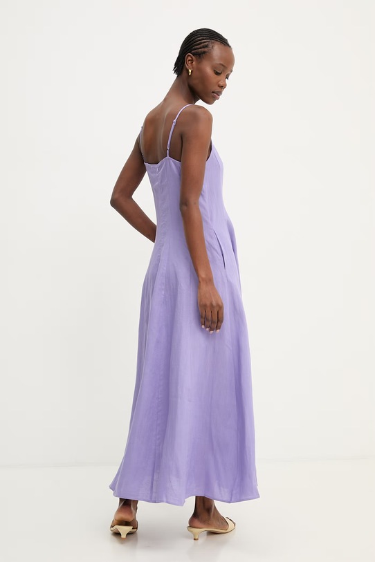 Odzież Answear.LAB sukienka letnia z lnem WS26-SUD111 fioletowy