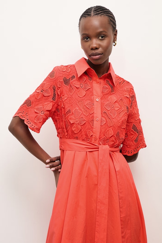 Answear.LAB Φόρεμα φαρδύ βαμβακερό WS26-SUD112 κόκκινο WS26