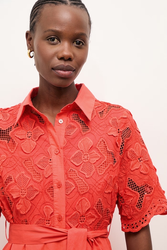 Answear.LAB Φόρεμα φαρδύ βαμβακερό κόκκινο WS26-SUD112