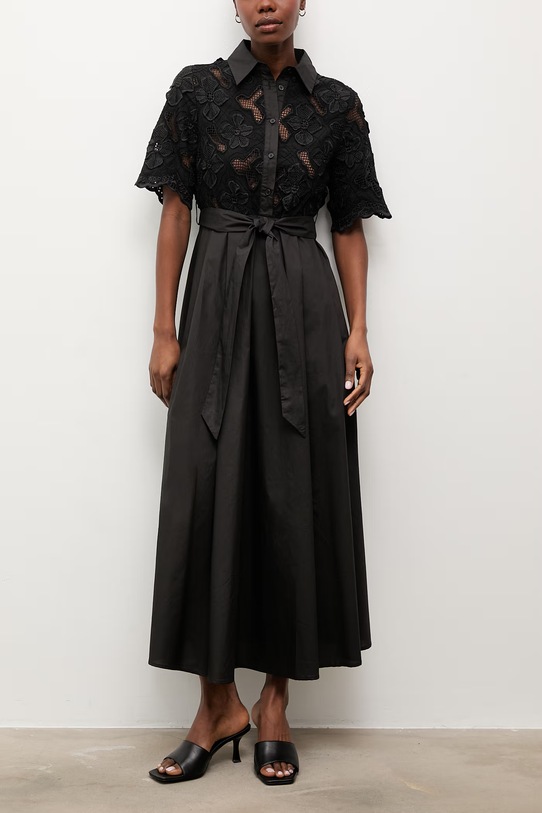 Answear.LAB rochie evazată din bumbac negru WS26-SUD112