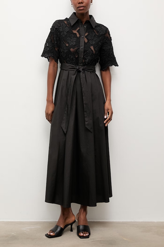 Answear.LAB rochie evazată din bumbac negru WS26-SUD112